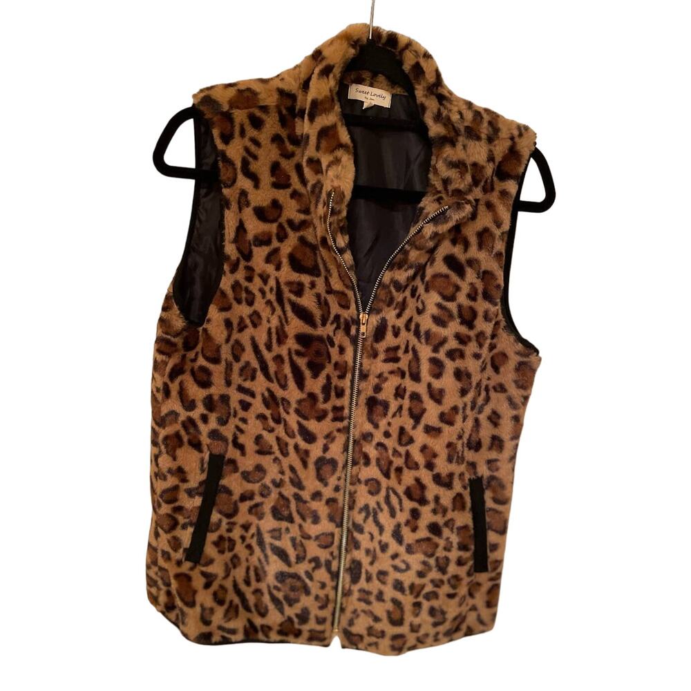 Leopard Fleece Vest  Sweet Lovely by Jen Size L NWOT